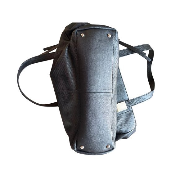 B. Makowsky Tessa Black Saffiano Pebbled Leather Tote Handbag Purse - Picture 9 of 10